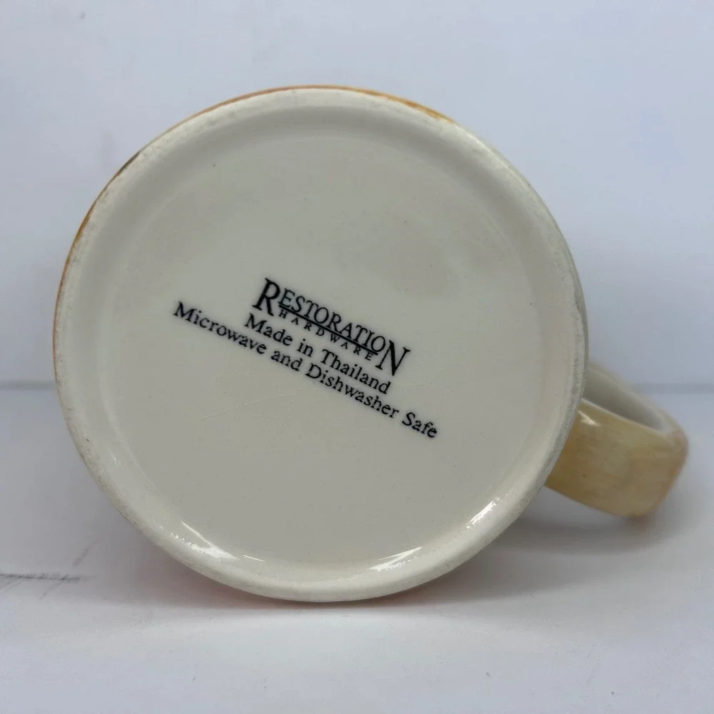 Restoration Hardware Hand Tools Blueprint Coffee Mug Woodworking Sketch Tan Blue